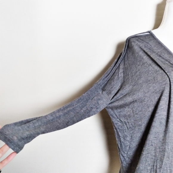 Dolan Anthropologie Gray Deep V Neck Sequin Blouse - Picture 4 of 7